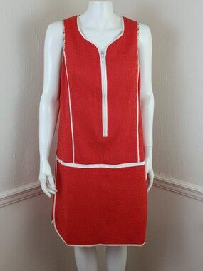 Etcetera Coral Dress Textured Sleeveless Half Zip Knee Length